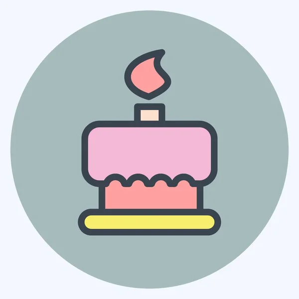 Icono Pastel Cumpleaños Adecuado Para Símbolo Panadería Estilo Mate Color — Archivo Imágenes Vectoriales