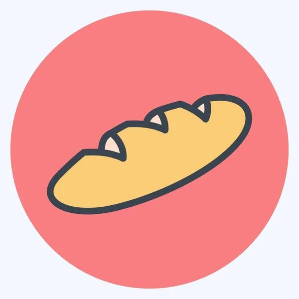 Ikon Roti Cocok Untuk Simbol Bakery Gaya Pasangan Warna Desain - Stok Vektor