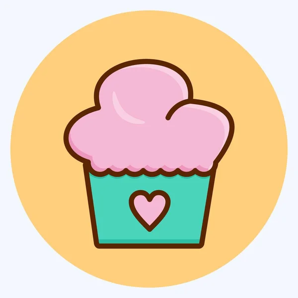 Icono Muffin Adecuado Para Símbolo Panadería Estilo Plano Diseño Simple — Archivo Imágenes Vectoriales