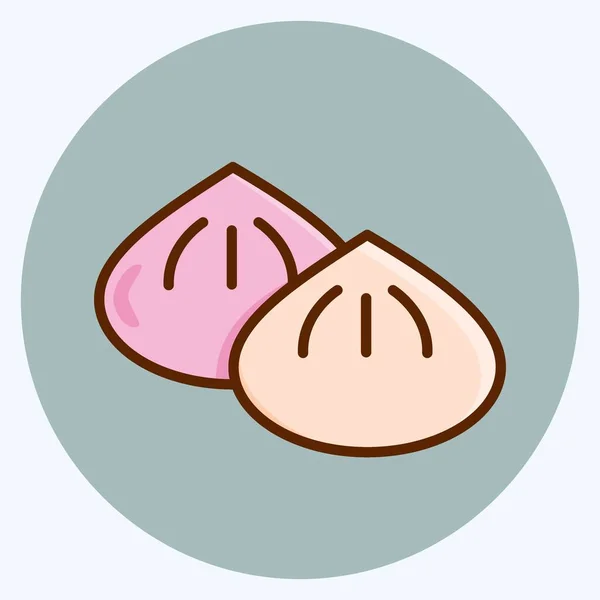 Icon Dumpling Apropriado Para Símbolo Padaria Estilo Plano Design Simples — Vetor de Stock