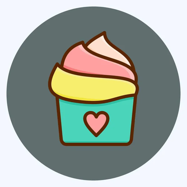 Icon Cupcake 适用于面包店标志 平坦的风格 简单的设计可以编辑 设计模板向量 简单的例子 — 图库矢量图片