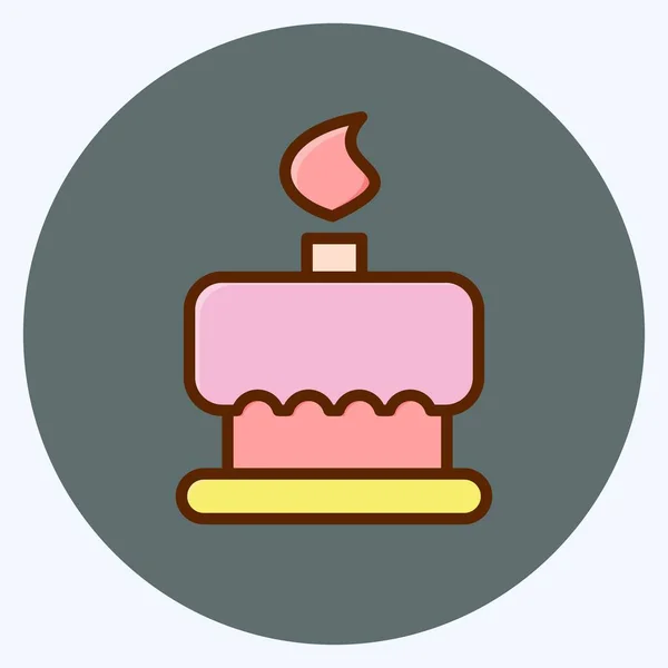アイコン誕生日ケーキ ベーカリーのシンボルに適しています フラットなスタイル シンプルなデザインを編集できます デザインテンプレートベクトル シンプルなイラスト — ストックベクタ