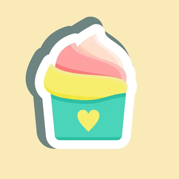 Sticker Cupcake Geschikt Voor Bakery Symbool Eenvoudig Ontwerp Bewerkbaar Ontwerp — Stockvector