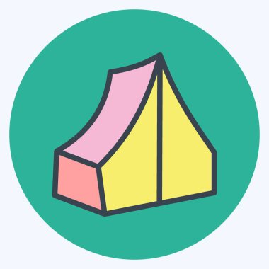 İkon Kampı. Eğitim sembolü için uygun. renk arkadaşı stili. Basit dizayn edilebilir. tasarım şablonu. Basit resimleme