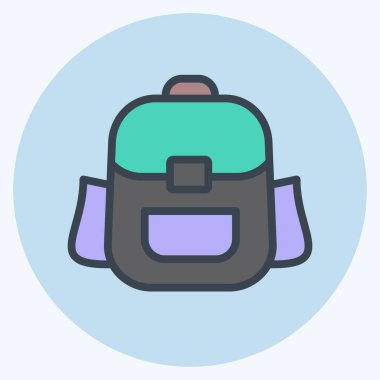 Simge Sırt Çantası. Eğitim sembolü için uygun. renk arkadaşı stili. Basit dizayn edilebilir. tasarım şablonu. Basit resimleme