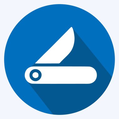 Simge Bıçak-Bıçak. Eğitim sembolü için uygun. Uzun gölge tarzı. Basit dizayn edilebilir. tasarım şablonu. Basit resimleme