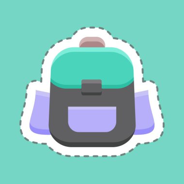 Çıkartma çizgisi sırt çantasını kesti. Eğitim için uygun. Basit dizayn edilebilir. tasarım şablonu. Basit resimleme