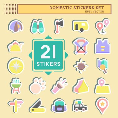 Sticker Set Yurtiçi. Eğitim için uygun. Basit dizayn edilebilir. tasarım şablonu. Basit resimleme