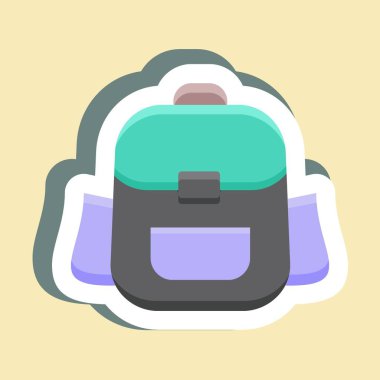 Etiketli sırt çantası. Eğitim için uygun. Basit dizayn edilebilir. tasarım şablonu. Basit resimleme