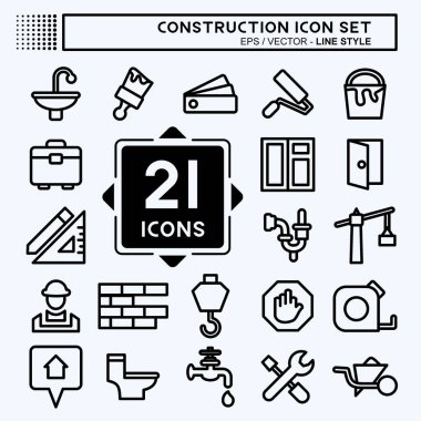 Simge Set İnşaat. Bina sembolü için uygun. Sıra tarzı. Basit dizayn edilebilir. tasarım şablonu. Basit resimleme