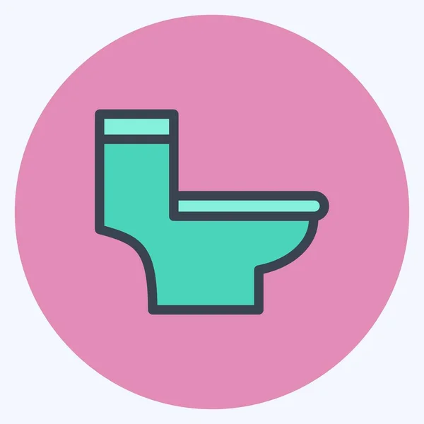 Icono Baño Adecuado Para Símbolo Construcción Estilo Mate Color Diseño — Vector de stock