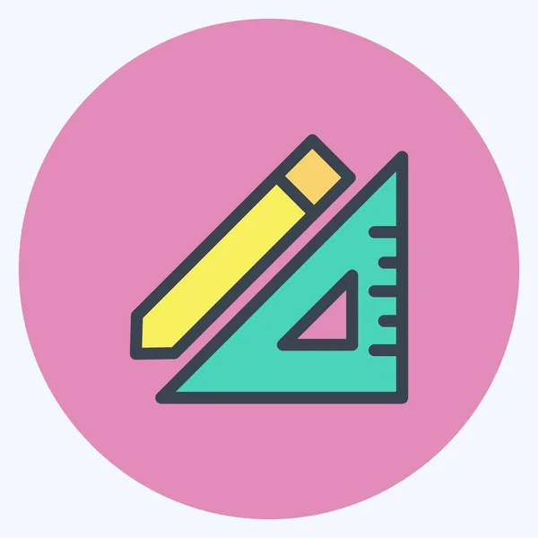 Icon Pencil Ruler Suitable Building Symbol Color Mate Style Simple — Archivo Imágenes Vectoriales