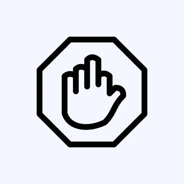 Icon Stop Hand Suitable Building Symbol Line Style Simple Design — Archivo Imágenes Vectoriales