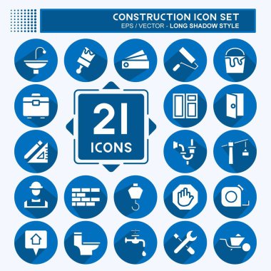 Icon Set Construction. suitable for building symbol. long shadow style. simple design editable. design template vector. simple illustration