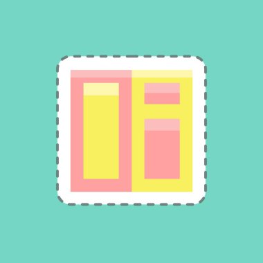 Çıkartma çizgisi pencereyi kesti. Bina sembolü için uygun. Basit dizayn edilebilir. tasarım şablonu. Basit resimleme