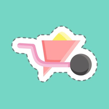 Etiket çizgisi El Arabası 'nı kesti. Bina sembolü için uygun. Basit dizayn edilebilir. tasarım şablonu. Basit resimleme