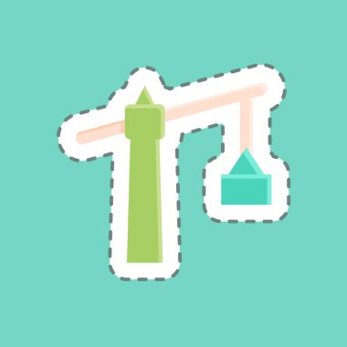 Sticker line cut Tower Crane. suitable for building symbol. simple design editable. design template vector. simple illustration