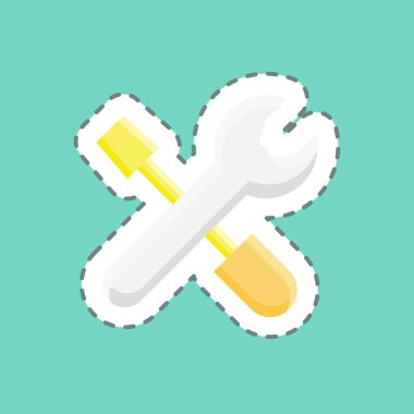 Sticker line cut Tools. suitable for building symbol. simple design editable. design template vector. simple illustration