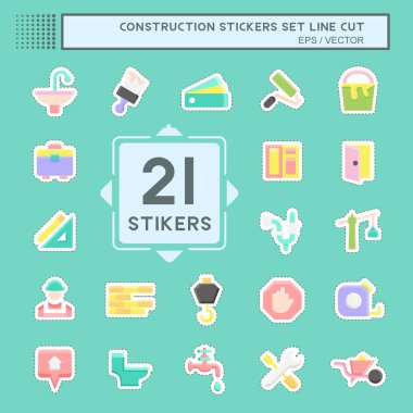 Sticker line cut Set Construction. suitable for building symbol. simple design editable. design template vector. simple illustration