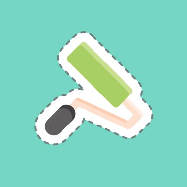 Sticker line cut Paint Roller. suitable for building symbol. simple design editable. design template vector. simple illustration