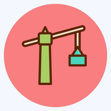 İkon Kule Turna. Bina sembolü için uygun. Düz stil. Basit dizayn edilebilir. tasarım şablonu. Basit resimleme