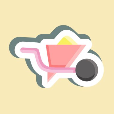Sticker Wheelbarrow. suitable for building symbol. simple design editable. design template vector. simple illustration