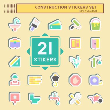 Sticker Set Construction. suitable for building symbol. simple design editable. design template vector. simple illustration