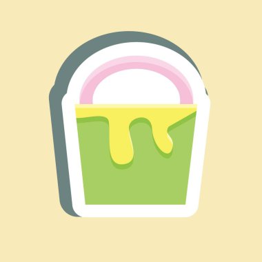 Çıkartma Boya Kovası. Bina sembolü için uygun. Basit dizayn edilebilir. tasarım şablonu. Basit resimleme