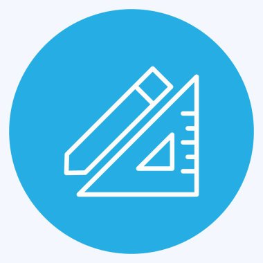 Simge Kalem ve Cetvel. Bina sembolü için uygun. Mavi gözlü. Basit dizayn edilebilir. tasarım şablonu. Basit resimleme