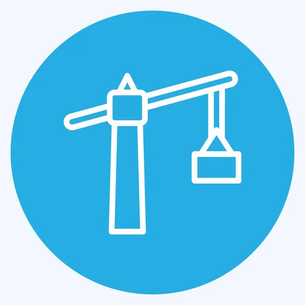 Icono Tower Crane Adecuado Para Símbolo Construcción Ojos Azules Estilo — Vector de stock