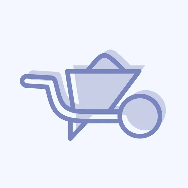 Icon Wheelbarrow Suitable Building Symbol Two Tone Style Simple Design — Image vectorielle