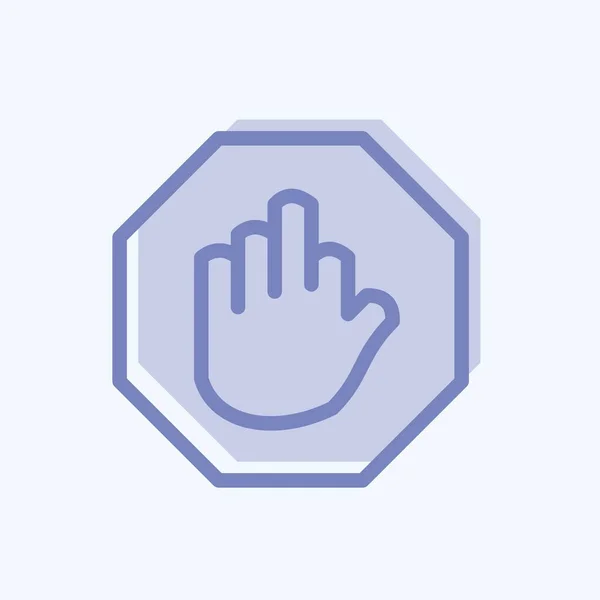 Ikona Stop Hand Nadaje Się Symbolu Budynku Styl Dwutonowy Prosty — Wektor stockowy