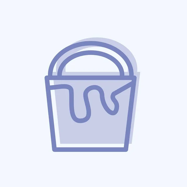 Icon Paint Bucket Suitable Building Symbol Two Tone Style Simple — Stok Vektör