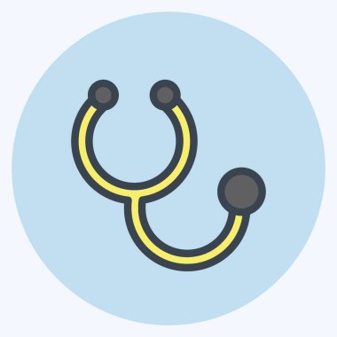 İkon steteskop. Eğitim sembolü için uygun. renk arkadaşı stili. Basit dizayn edilebilir. tasarım şablonu. Basit resimleme