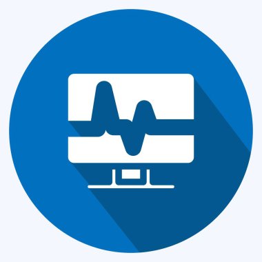 Simge Tanılama. Eğitim sembolü için uygun. Uzun gölge tarzı. Basit dizayn edilebilir. tasarım şablonu. Basit resimleme