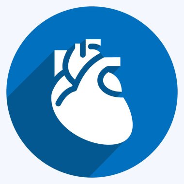 İkon Kalp. Eğitim sembolü için uygun. Uzun gölge tarzı. Basit dizayn edilebilir. tasarım şablonu. Basit resimleme