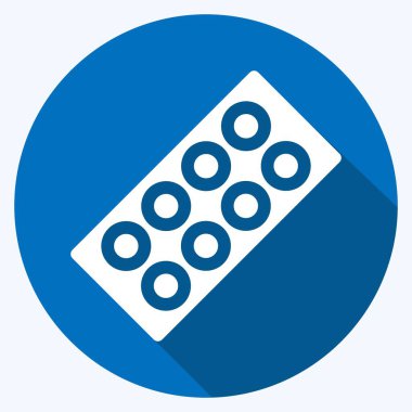 İkon hapları şeridi. Eğitim sembolü için uygun. Uzun gölge tarzı. Basit dizayn edilebilir. tasarım şablonu. Basit resimleme