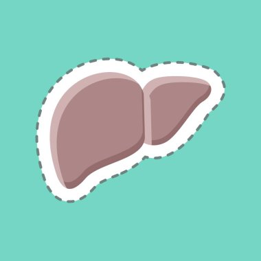 Etiket çizgisi karaciğeri kesmiş. Eğitim sembolü için uygun. Basit dizayn edilebilir. tasarım şablonu. Basit resimleme