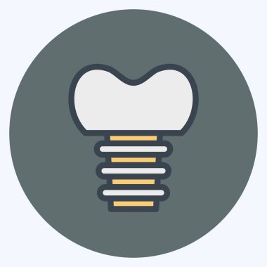 Simgesel diş implantı. Tıp sembolü için uygun. renk arkadaşı stili. Basit dizayn edilebilir. tasarım şablonu. Basit resimleme