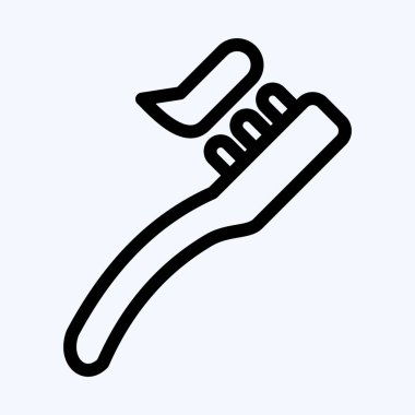 İkon diş fırçası. Tıp sembolü için uygun. Sıra tarzı. Basit dizayn edilebilir. tasarım şablonu. Basit resimleme