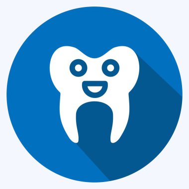 Simge Temizlenmiş Diş. Tıp sembolü için uygun. Uzun gölge tarzı. Basit dizayn edilebilir. tasarım şablonu. Basit resimleme