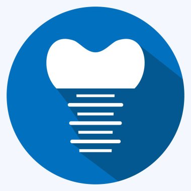 Simgesel diş implantı. Tıp sembolü için uygun. Uzun gölge tarzı. Basit dizayn edilebilir. tasarım şablonu. Basit resimleme