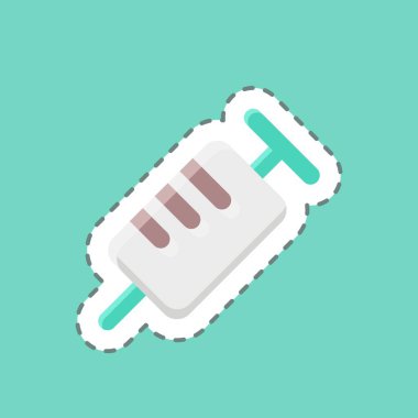 Çıkartma çizgisi şırıngayı kesti. Tıp sembolü için uygun. Basit dizayn edilebilir. tasarım şablonu. Basit resimleme