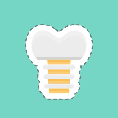 Çıkartma hattı diş implantını kesti. Tıp sembolü için uygun. Basit dizayn edilebilir. tasarım şablonu. Basit resimleme