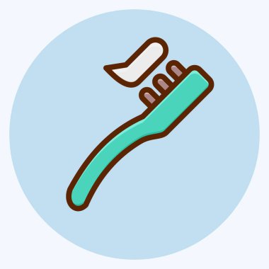 İkon diş fırçası. Tıp sembolü için uygun. Düz stil. Basit dizayn edilebilir. tasarım şablonu. Basit resimleme