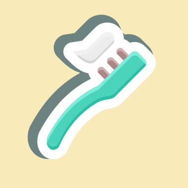 Etiketli diş fırçası. Tıp sembolü için uygun. Basit dizayn edilebilir. tasarım şablonu. Basit resimleme