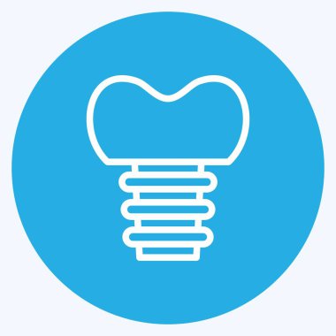 Simgesel diş implantı. Tıp sembolü için uygun. Mavi gözlü. Basit dizayn edilebilir. tasarım şablonu. Basit resimleme