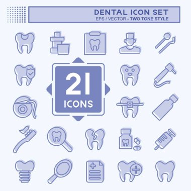 Simge Ayarlı Diş. Tıp sembolü için uygun. İki ton stili. Basit dizayn edilebilir. tasarım şablonu. Basit resimleme