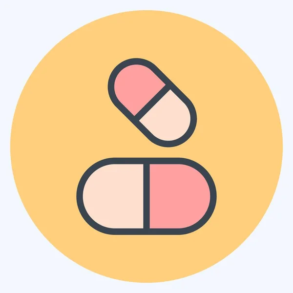 Χάπια Εικονιδίου Κατάλληλο Για Εκπαιδευτικό Σύμβολο Χρώμα Ματ Στυλ Απλό — Διανυσματικό Αρχείο