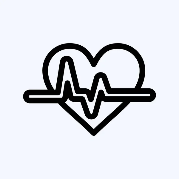 Icono Cardiograma Adecuado Para Símbolo Educación Estilo Línea Diseño Simple — Vector de stock